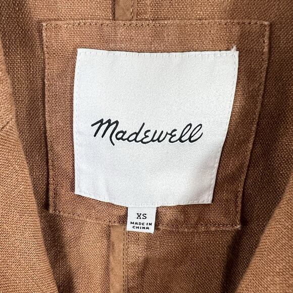 Madewell Women’s Linen Blazer Size XS Chestnut Brown Preppy Office Minimalist - Picture 3 of 7